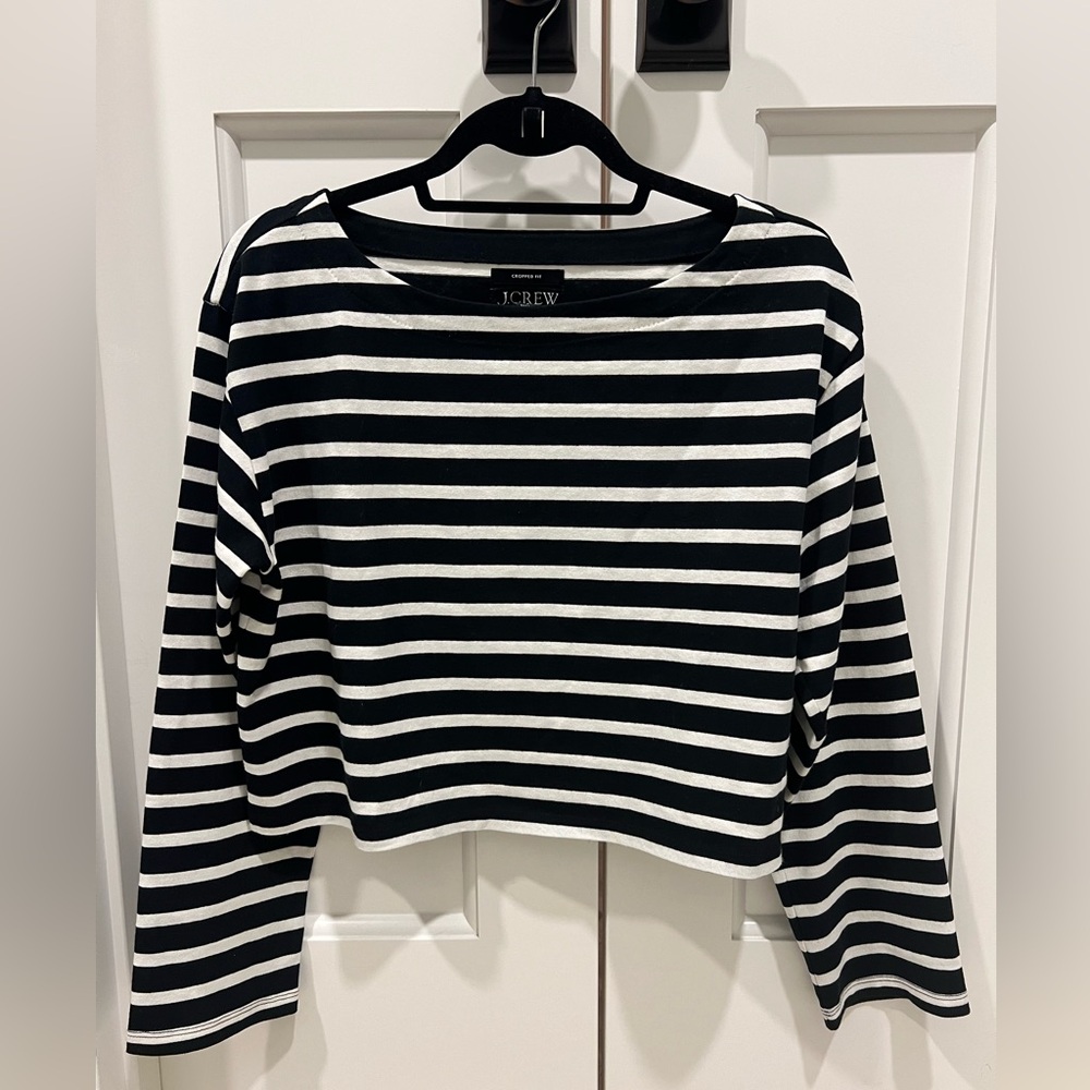 NWOT J. Crew Women's Black and White Striped Top